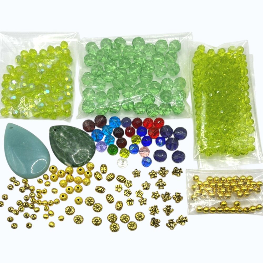 Mixed Lot Beads Pendants Glass Gemstone Metal Jewelry Making Variety Colorful